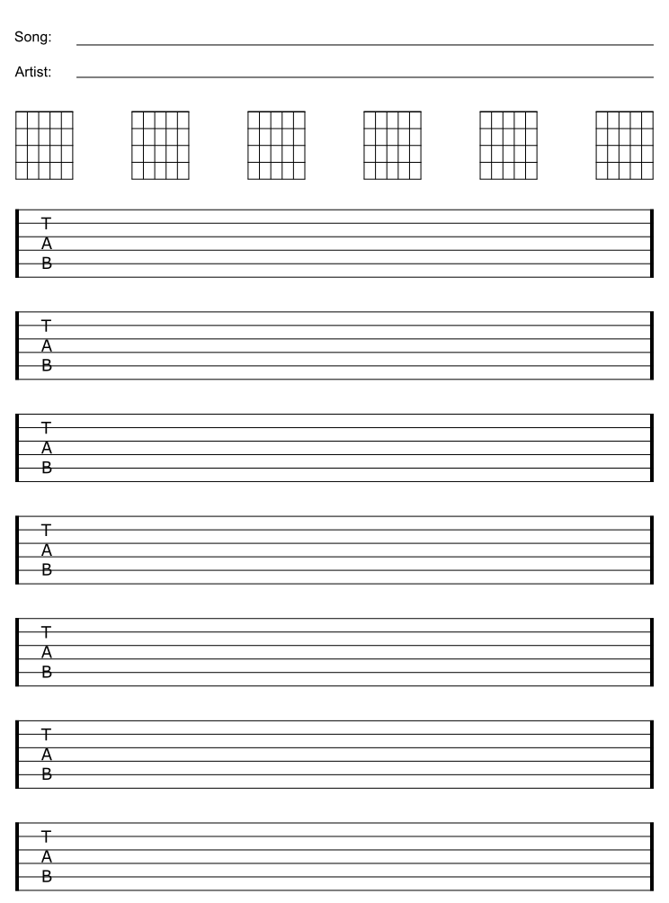 Free Blank Guitar Sheet Staff Tab Paper